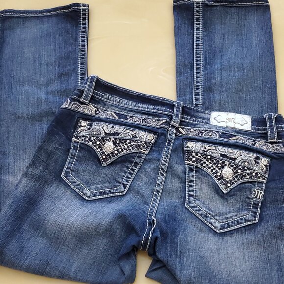 Miss Me Mid-Rise Easy Boot Y2K Bootcut Embellished Denim Jeans Size 30 - Picture 5 of 14
